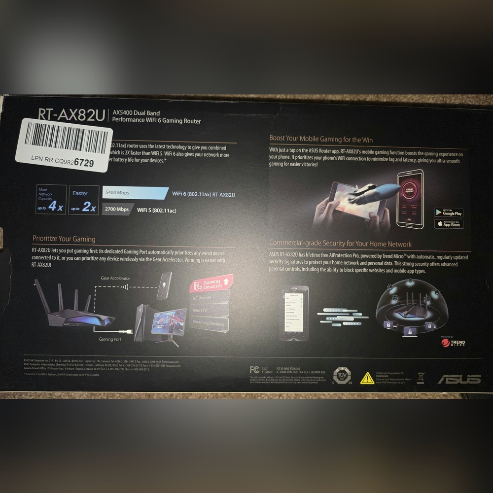 Asus AX5400 RX-AX82U Gaming Router - Picture 2 of 10